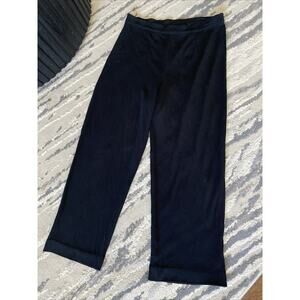 Exclusively Misook Women's Black Wide Leg Pull On Knit‎ Pants- Size M 25”Inseam